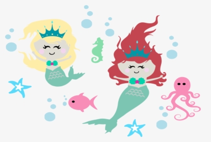 Cute Mermaid Vector - Cartoon, HD Png Download, Free Download