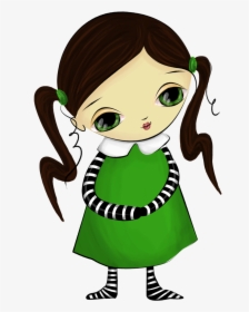 Watercolor Hand-painted Brunette Little Girl Transparent - Cartoon, HD Png Download, Free Download