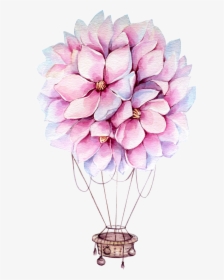 Hot Air Baloon Png - Drawing Flower Hot Air Balloon, Transparent Png, Free Download