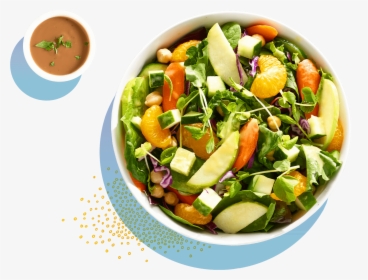 Salad In A Bowl Next To A Ramekin Of Dressing - Salad Png, Transparent Png, Free Download