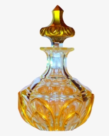 Fine French Bohemian Large Cut Glass Gilt Perfume Bottle - Perfume Glass Bottles Png, Transparent Png, Free Download