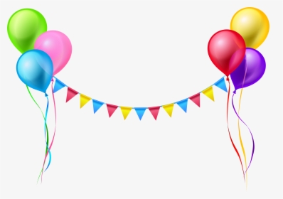 Streamer And Balloons Png - Transparent Background Birthday Png, Png Download, Free Download