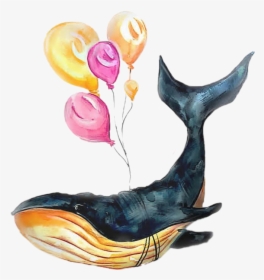 #scseacreatures #freetoedit #watercolor #balloons #whale - Humpback Whale, HD Png Download, Free Download