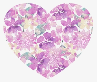 Pastel Watercolor Flower Pattern Heart-shaped Mousepad - Watercolor Purple Heart Png, Transparent Png, Free Download