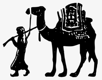Man With Camel - Camel And Man Silhouette Clipart, HD Png Download, Free Download