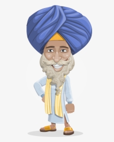 Elderly Indian Man In Traditional Clothes Cartoon Vector - India Cartoon Person, HD Png Download, Free Download