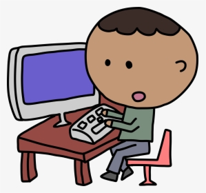 Human Behavior,boy,artwork - Kid On Computer Clipart, HD Png Download, Free Download