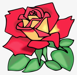 Red Rose With Leaves Svg Clip Arts - Rose Clipart, HD Png Download, Free Download
