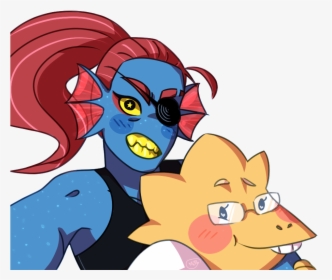 Undyne And Alphys Taking A Selfie On Your Blog - Cartoon, HD Png Download, Free Download