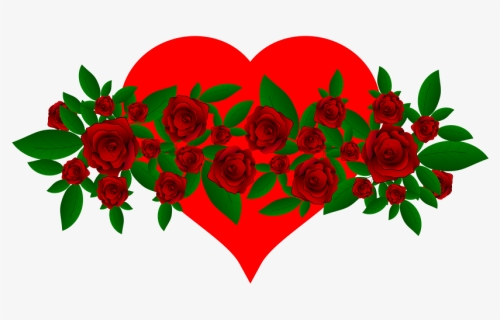Flowers Heart Red Green Leaves Roses - Rose Good Morning Flower, HD Png Download, Free Download