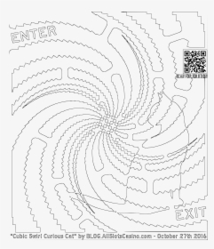 Cubic Swirl Curious Cat Maze Coloring Clip Arts - Line Art, HD Png Download, Free Download