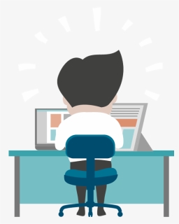 Cartoon Business Man Working At Office Desk - Office Cartoon Transparent Background, HD Png Download, Free Download