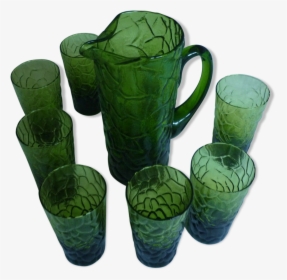 Service A Lemonade Pitcher And 8 Glasses Green Glass - Mug, HD Png Download, Free Download