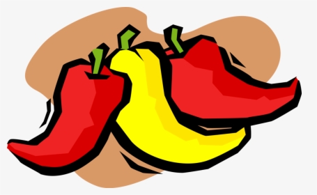 Vector Illustration Of Red And Yellow Hot Chili Peppers - Vector Chili Png, Transparent Png, Free Download