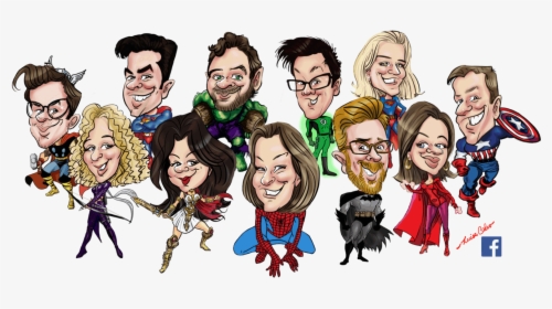Group Caricature By Luisa Calvo For Facebook - Group Celebrity Caricature Png, Transparent Png, Free Download