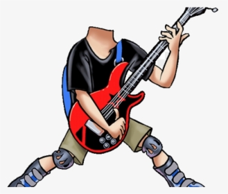 Guitar Bass Clipart Caricature Cartoon Transparent - Illustration, HD Png Download, Free Download
