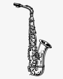 Saxaphone Drawing Bass Clarinet - Saxophone Clipart Black And White, HD Png Download, Free Download