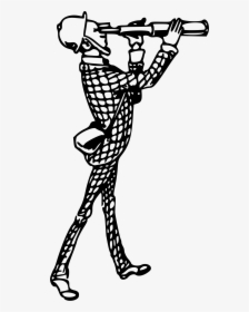 Transparent Telescope Clipart Black And White - Man With Telescope Drawing, HD Png Download, Free Download