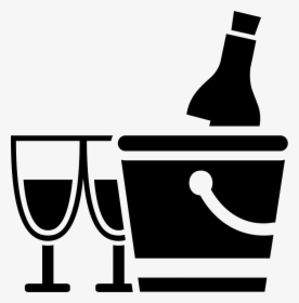 Wine Bottle In Bucket With Two Glasses - Icono Botella De Vino, HD Png Download, Free Download
