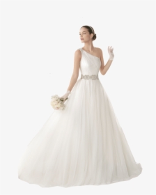 Wedding Dress Bride Model Gown - Rosa Clara One Shoulder Wedding Dress, HD Png Download, Free Download