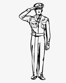 Soldier Saluting At Getdrawings - Drawing Of A Soldier Saluting, HD Png Download, Free Download