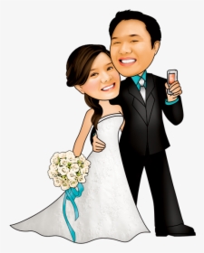 Wedding Couple Caricature Png, Transparent Png, Free Download