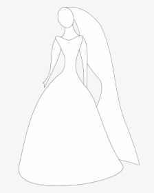 Gown,monochrome Photography,headgear - Line Art, HD Png Download, Free Download