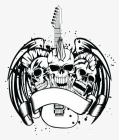 Guitar With Illustration Skull Royalty-free Free Frame - Skull Guitar Png, Transparent Png, Free Download