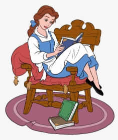 Belle Holding Book Belle Reading Book In Chair - Disney Belle Reading A Book, HD Png Download, Free Download
