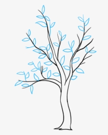 Clip Art How To Draw A Tree With Leaves - Draw A Tree, HD Png Download, Free Download