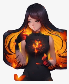 #anime #manga #butterfly #fire #red #orange #freetoedit - Chica De Fuego Anime, HD Png Download, Free Download