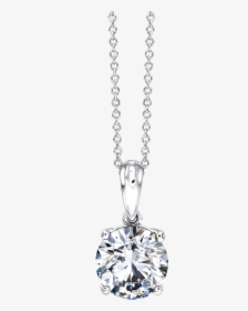 Round Diamond Classic Solitaire Pendant With Chain - 18ct Gold Necklaces With Diamond, HD Png Download, Free Download
