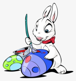 Easter Bunny Clipart Cartoon - Easter Bunny Painting Eggs, HD Png Download, Free Download