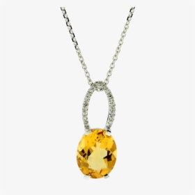 14kw Citrine And Diamond Pendant On 16in Cable Chain - Locket, HD Png Download, Free Download