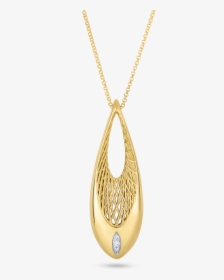 Roberto Coin 18kt Gold Drop Pendant With Diamonds - Pendant, HD Png Download, Free Download