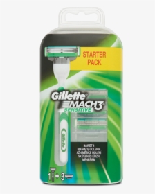 Gillette Mach3 Sensitive Borotvabetét, 1 Db Tartósan - Gillette Mach 3 Starter Pack, HD Png Download, Free Download