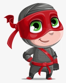 Little Ninja Kid Cartoon Vector Character Aka Shinobi - Ninja Cartoon Kid, HD Png Download, Free Download