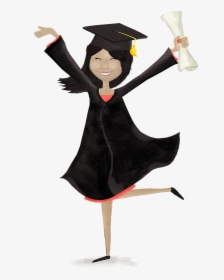 Illustration Of A Woman In Cap And Gown Holding A Diploma - Graduation Girl One Cartoon, HD Png Download, Free Download