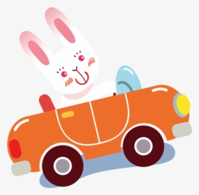 Cartoon Clip Art Painted Orange Bunny - รถยนต์ การ์ตูน สี ส้ม, HD Png Download, Free Download
