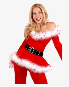 Christmas Dress Transparent Background - Red Christmas Attire For Ladies, HD Png Download, Free Download