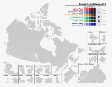 List Of Candidates By Riding For The 43rd Canadian - Canada Election Map 2019, HD Png Download, Free Download