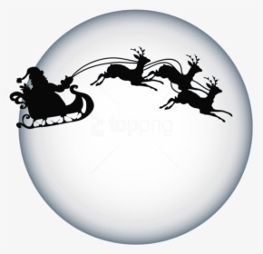 Free Png Santa Clause And Moon Shade Transparent Png - Christmas Santa Sleigh Silhouette, Png Download, Free Download