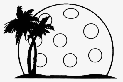 Pickleball Summer Palm Landscape Moon - Black And White Palm Tree Svg, HD Png Download, Free Download