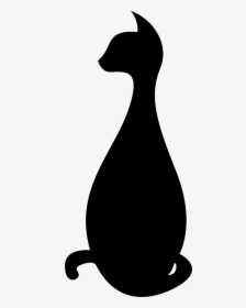 Sitting Black Cat Silhouette - Silhoutte Of A Black Cat, HD Png Download, Free Download