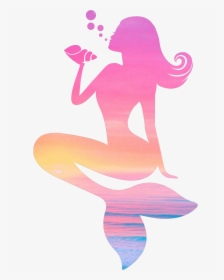 Transparent Shell Clip Art - Silhouette Transparent Mermaid Clipart, HD Png Download, Free Download