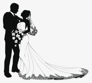 Wedding Drawing Bride Clip Art - Bride And Groom Silhouette, HD Png Download, Free Download