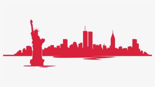 New York Skyline With Twin Towers Silhouette - New York Skyline Silhouette With Twin Towers, HD Png Download, Free Download