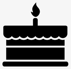 Birthday Cake With One Burning Candle - Birthday Cake Vector Black, HD Png Download, Free Download