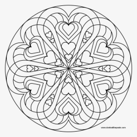 Heart Mandala To Color Mandala, Mandalas And Adult - Heart Mandala Coloring Paper, HD Png Download, Free Download