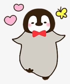 Sticker Cute Penguin Cutesticker Lovely Love Hearts - Penguin Line Sticker Gif, HD Png Download, Free Download